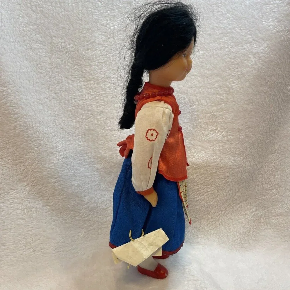 VINTAGE 1970s Mockobckar Russian Doll - Hard Plastic Approx. 12” - Folk Costume.